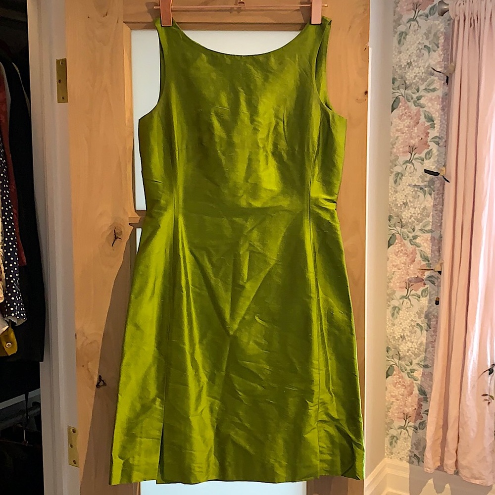 Emerald green raw silk dress. Size 6. / small